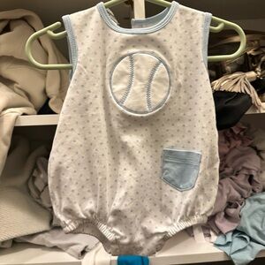 Magnolia Baby Blue and White Polka Dot Outfit